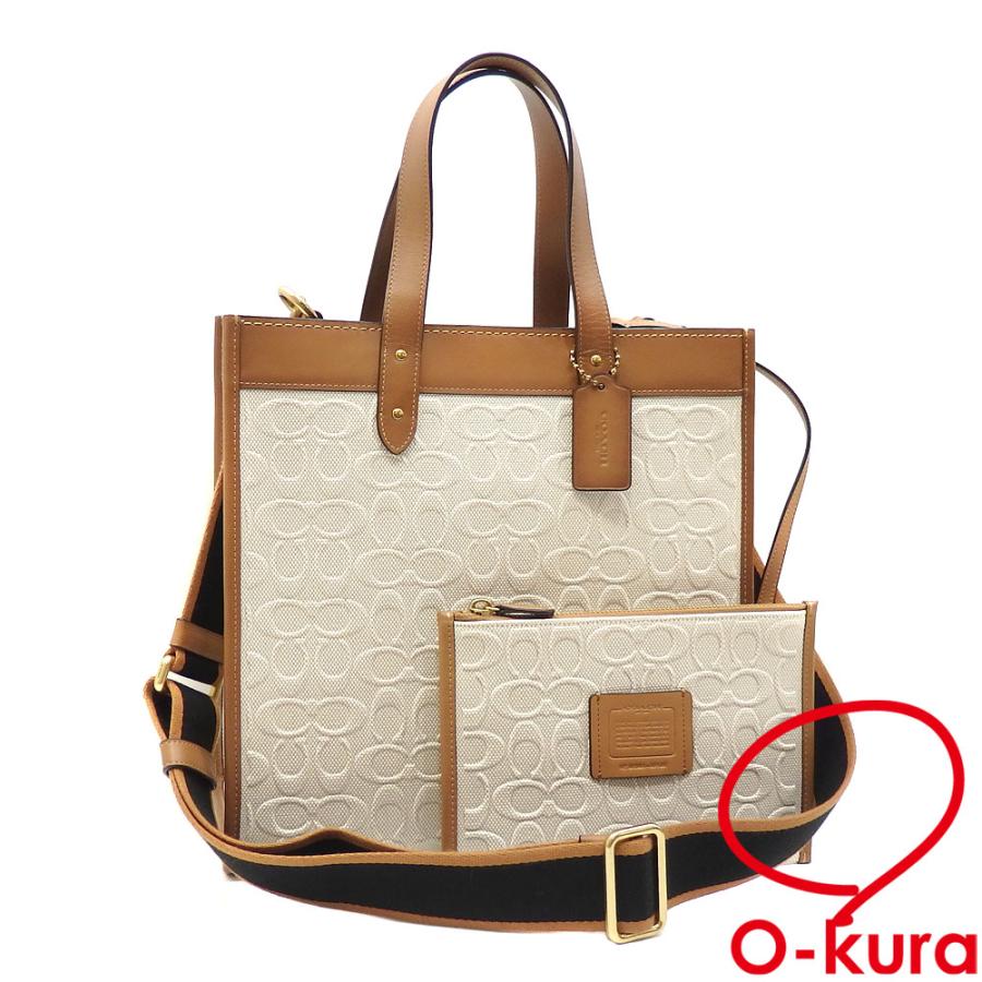 COACH コーチ フィールド トートバッグ レディース ブラウン ホワイト  