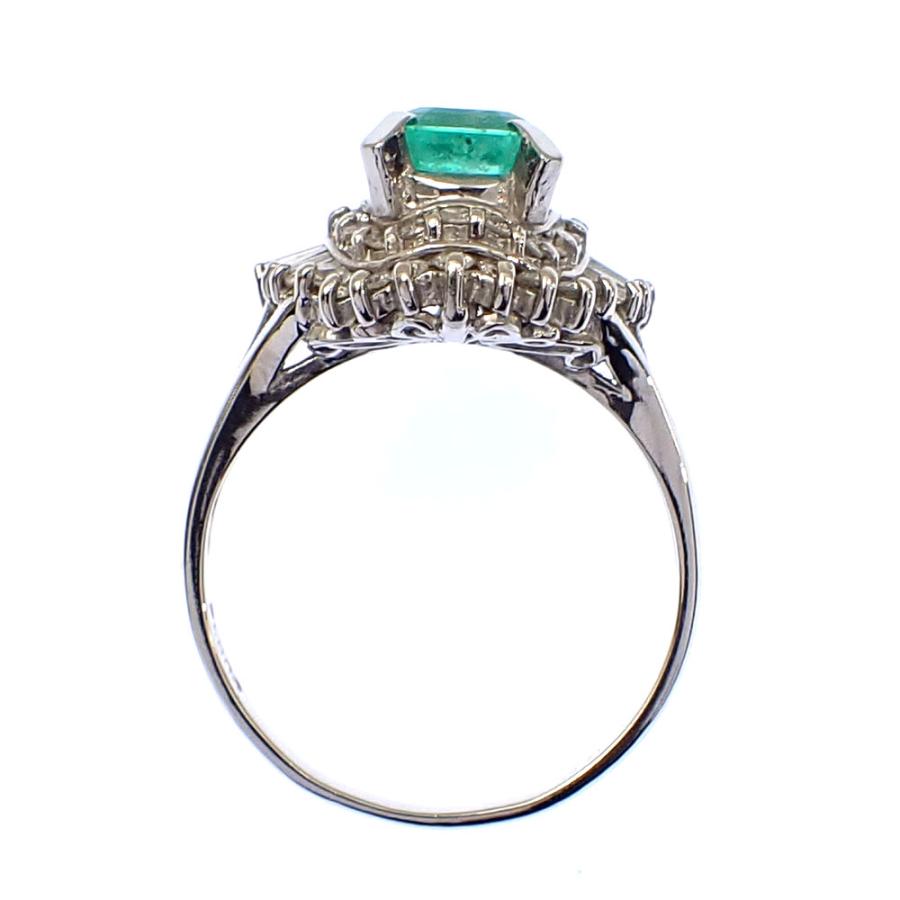 エメラルド ダイヤモンド リング レディース Pt900 10号 E1.23ct