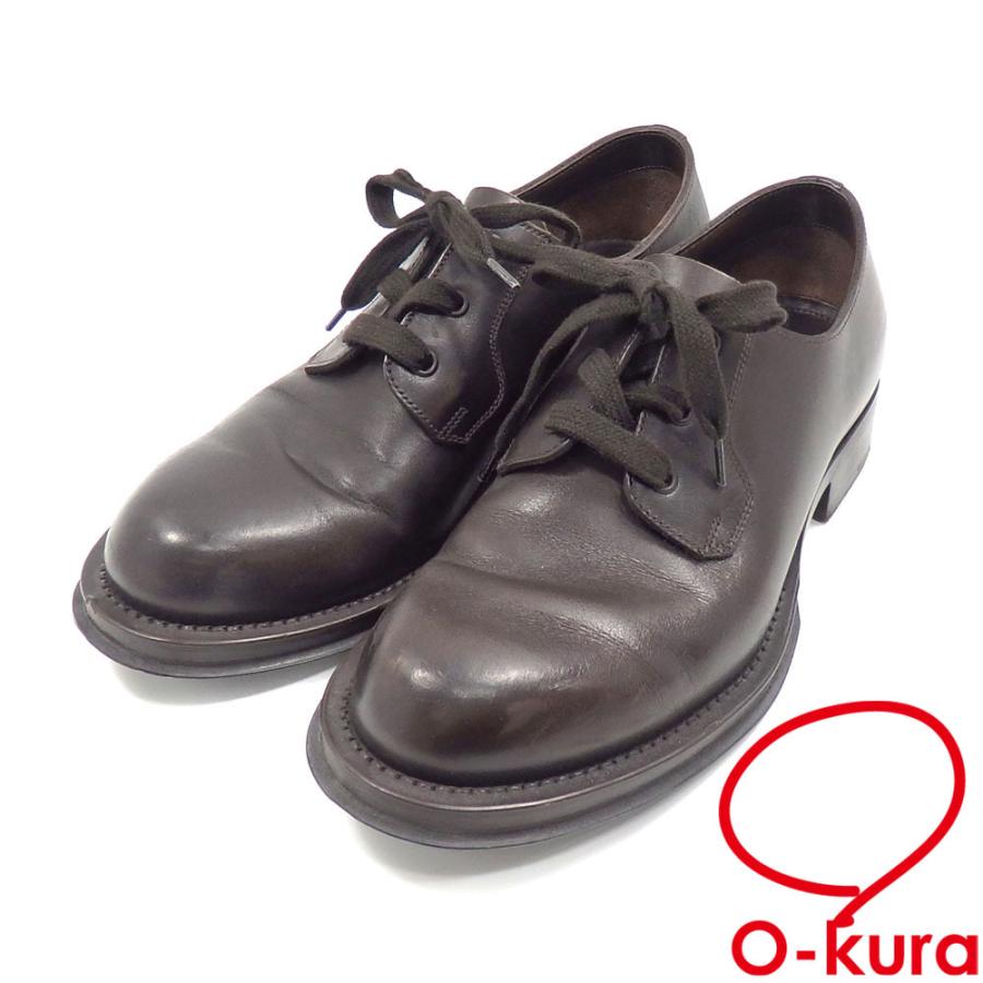 ディーラー小売価格 プラダ ダービーシューズ メンズ レースアップ レザー 革 ダークブラウン こげ茶 サイズ27cm 6 1 2 古着 アパレル 靴 日本製送料無料 Www Superavila Com