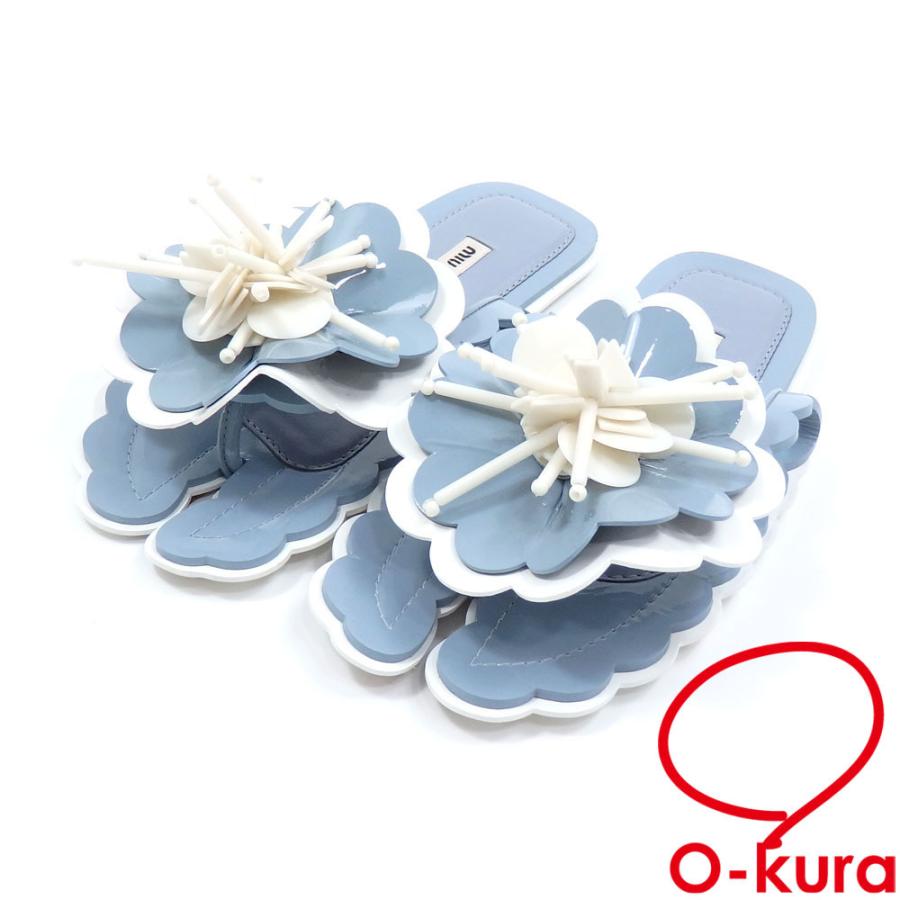 ミュウミュウ MIU MIU フラワー レザー サンダル