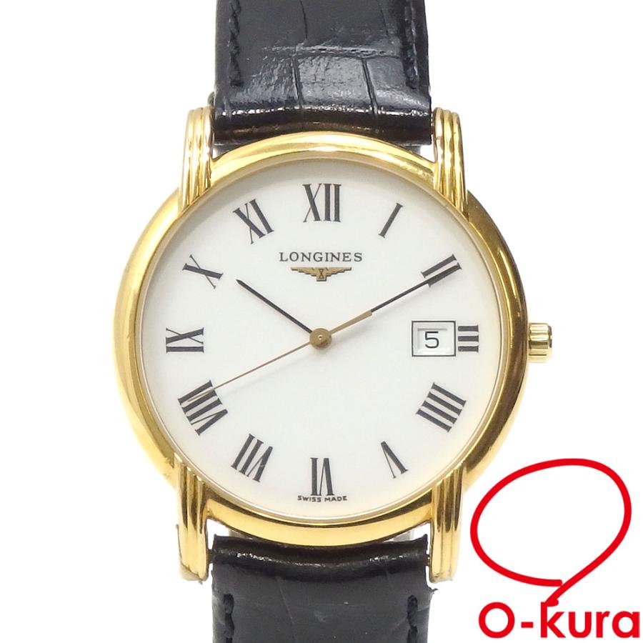 ロンジン 腕時計 グランドクラシック デイト メンズ クォーツ SS GP 革  