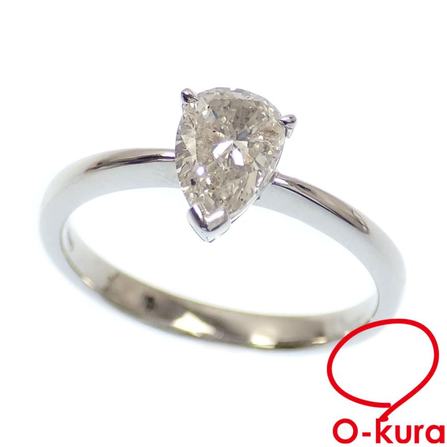 値下げしました ダイヤモンド リング レディース K18WG 14号 0.854ct 