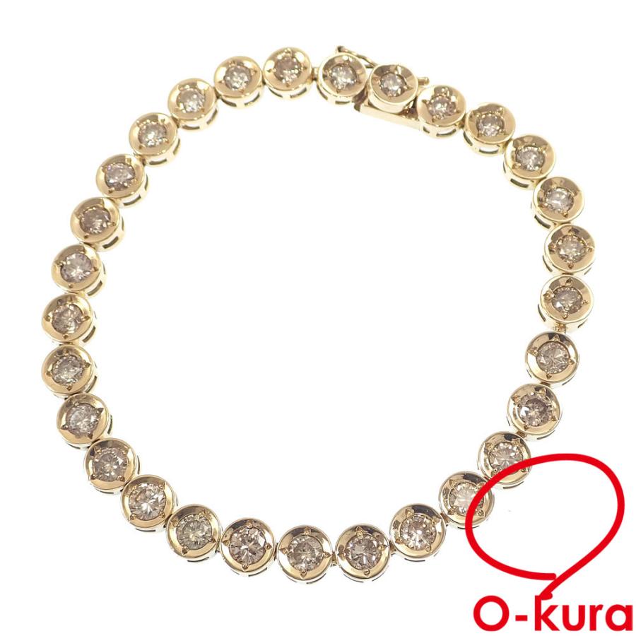 ダイヤモンド テニス ブレスレット レディース K18YG 5.00ct 14.0g 18 