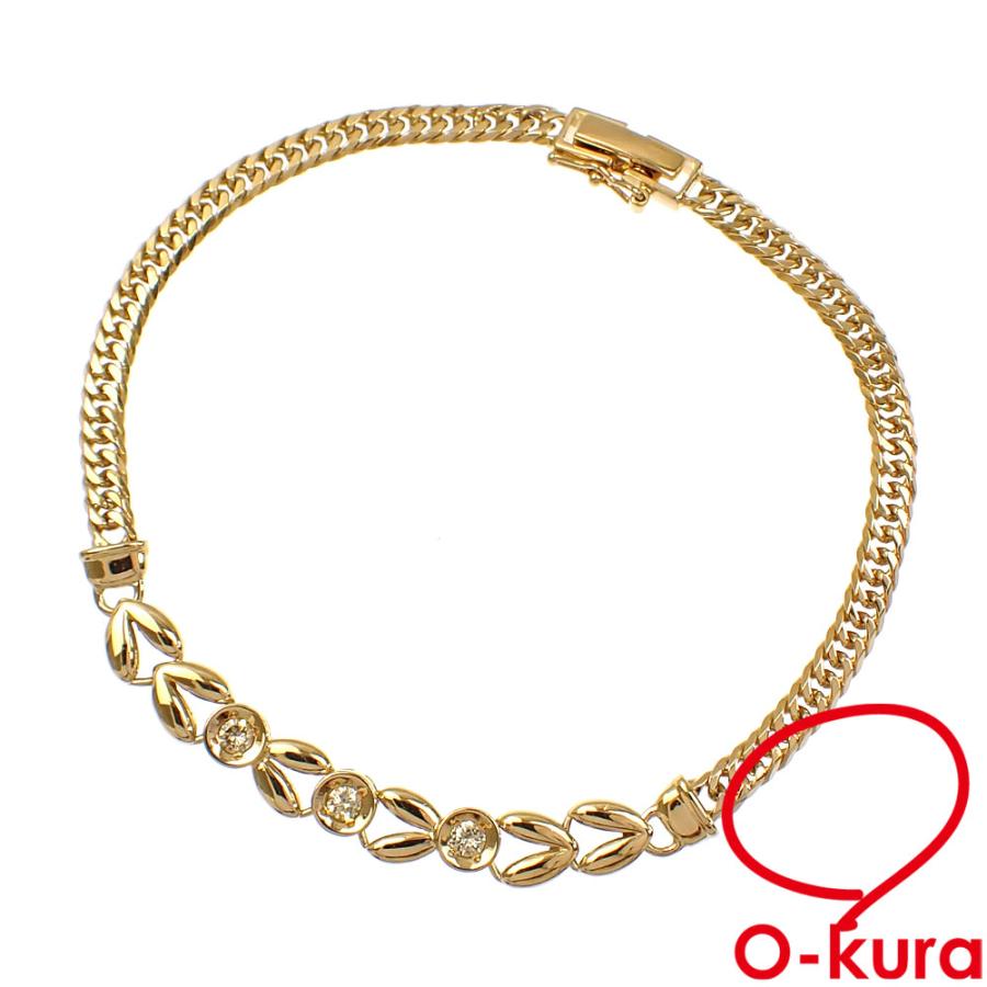 ダイヤモンド ブレスレット レディース K18YG 0.20ct 10.1g 750 18金 