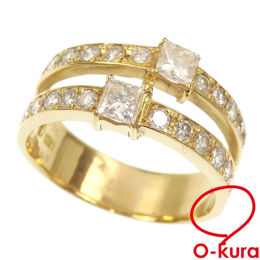 ダイヤモンド リング レディース K18YG 17.5号 0.80ct/0.53ct 5.5g 18 