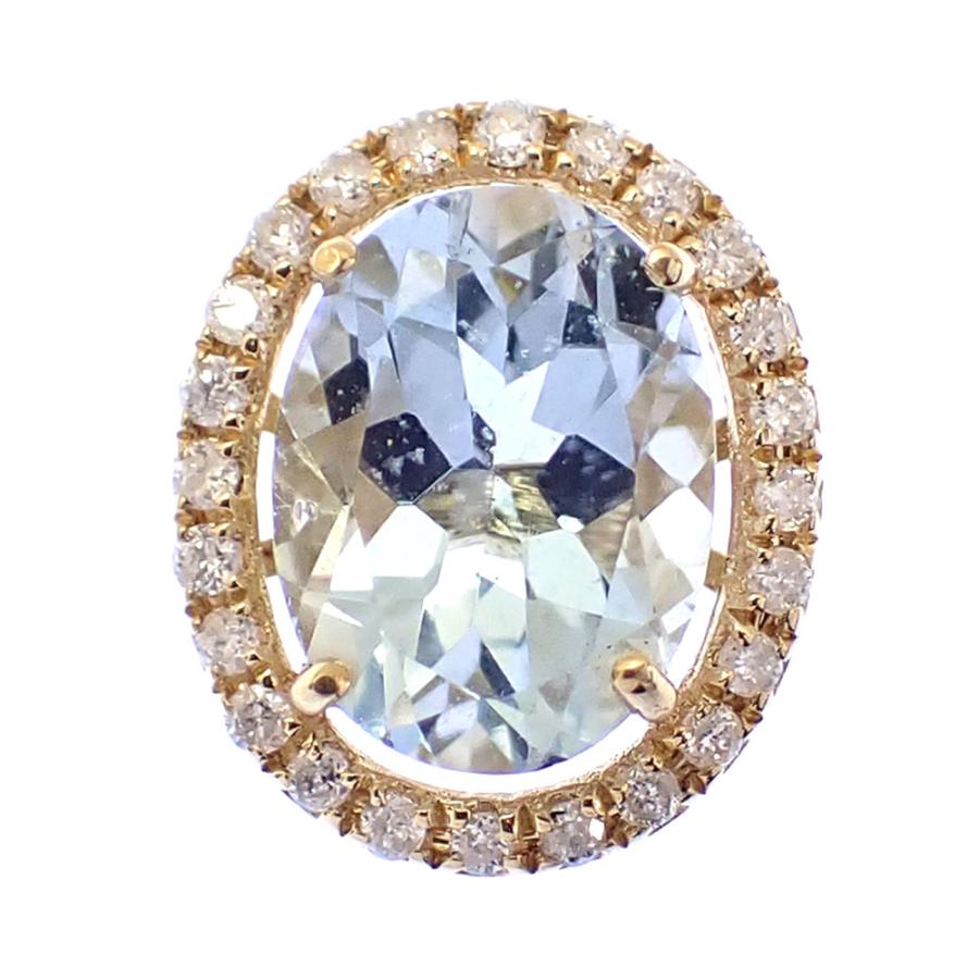アクアマリン ダイヤモンド ピアス レディース K18YG 1.764ct/1.764ct 