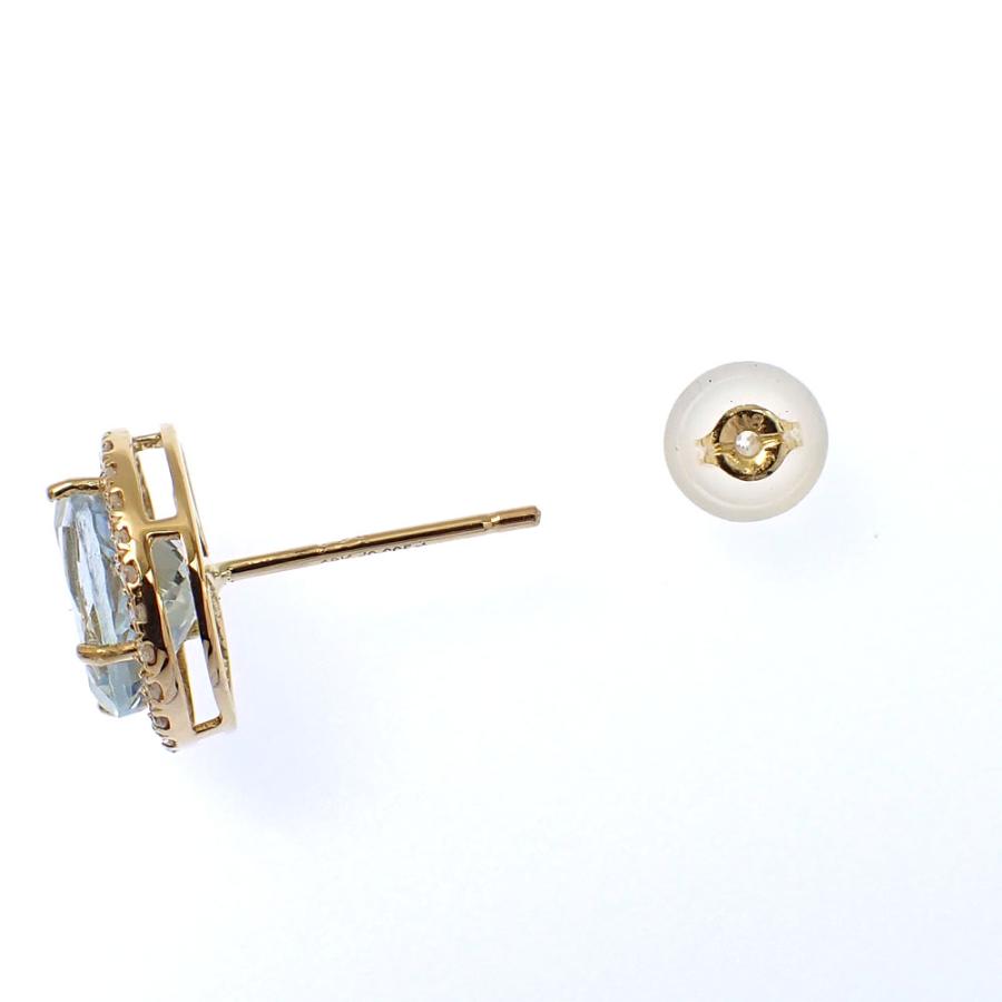 アクアマリン ダイヤモンド ピアス レディース K18YG 1.764ct/1.764ct 