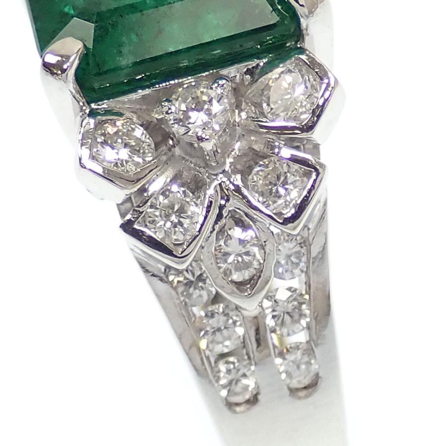 エメラルド ダイヤモンド リング レディース Pt850 11.5号 E3.48ct 8.5  