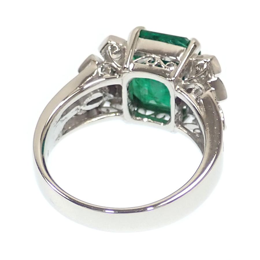 エメラルド ダイヤモンド リング レディース Pt850 11.5号 E3.48ct 8.5  