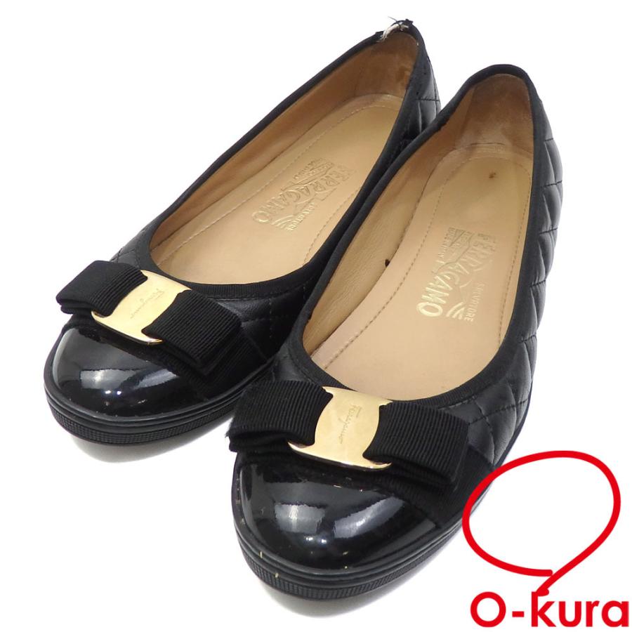 美品 フェラガモ RUFINA ヴァラリボン キルティング 黒 6 23.5 美品 フェラガモ RUFINA ヴァラリボン キルティング 黒 6 23.5