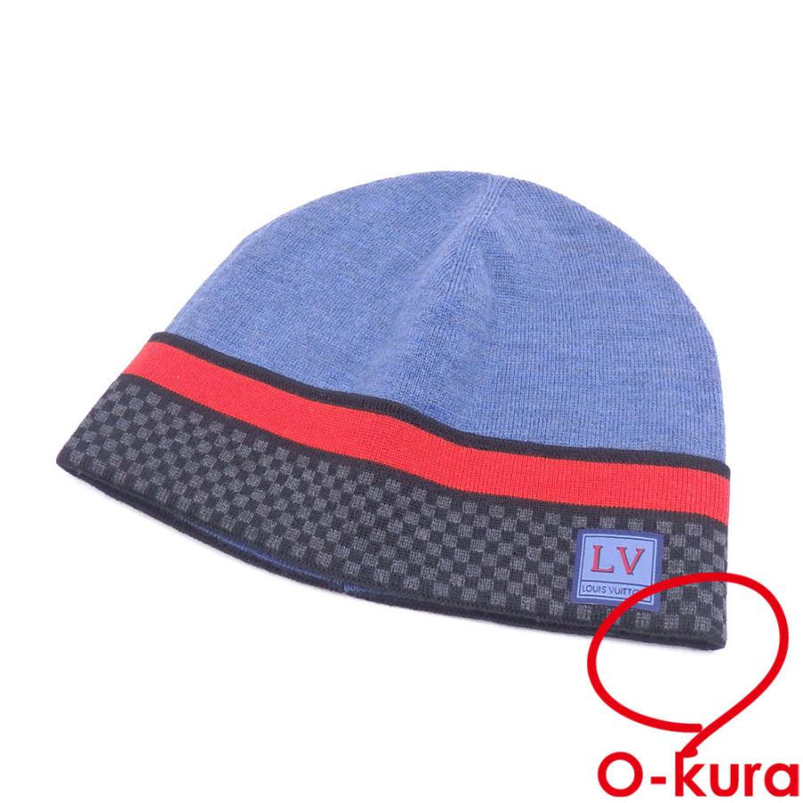 ルイ ヴィトン ニット帽 帽子 メンズ ブルー ブラック レッド 青 黒 赤 サイズf ウール ダミエグラフィット M 古着 アパレル 中古 大蔵質店 通販 Yahoo ショッピング