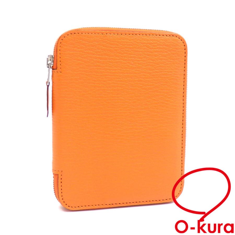 HERMES エルメス アジェンダジップ GM 手帳カバー レディース オレンジ 