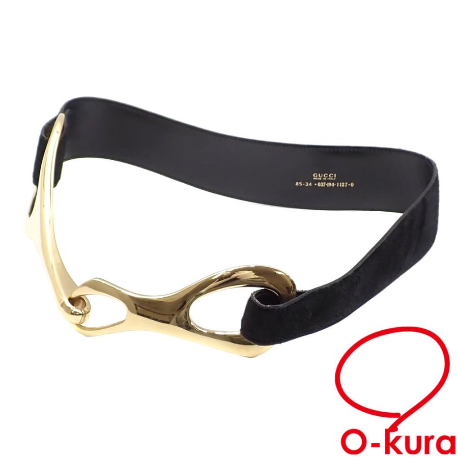 GUCCI グッチ ビットバックル ベルト レディース ハラコ ブラック 037 