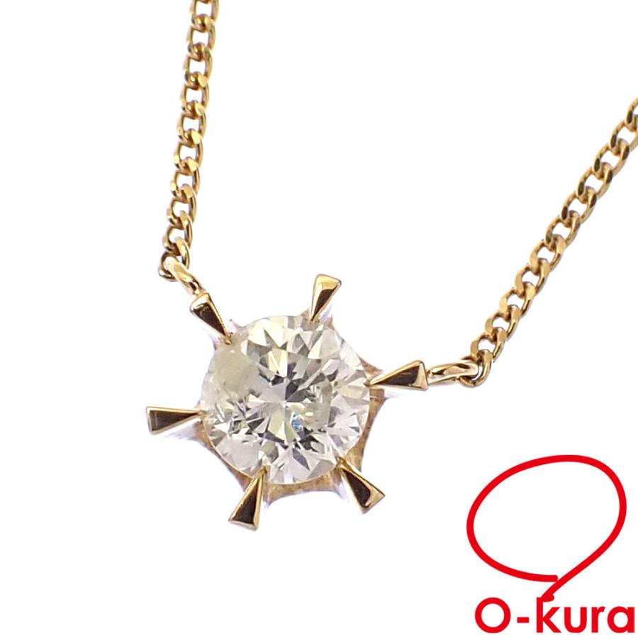 ダイヤモンド ネックレス レディース K18YG 0.43ct 2.1g 750 18金 