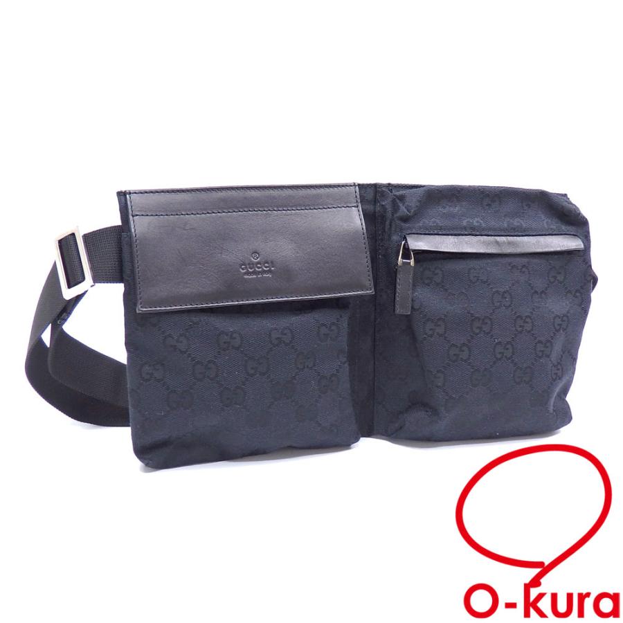GUCCI 値下げしました グッチ ボディバッグ ブラック 黒 GGキャンバス  
