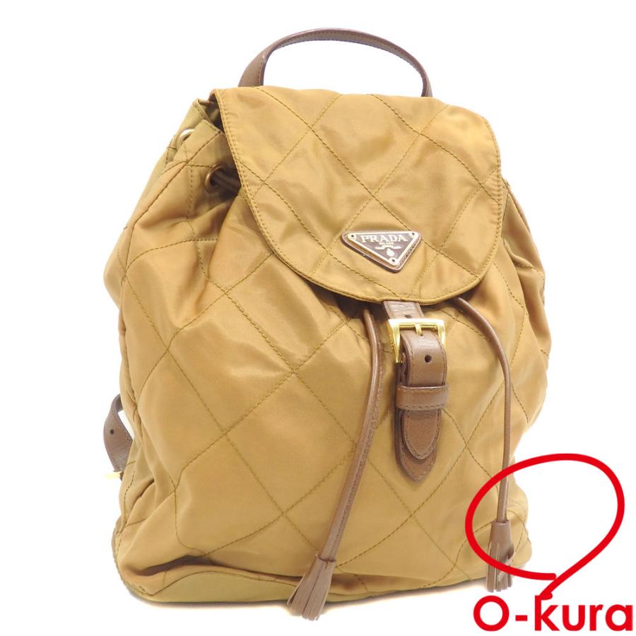 値下げしました プラダ リュックサック レディース キャメル ナイロン  