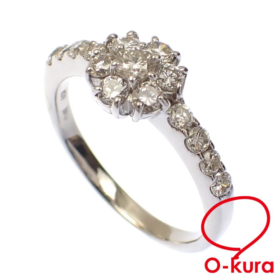 値下げしました ダイヤモンド リング レディース K18WG 10号 0.90ct  