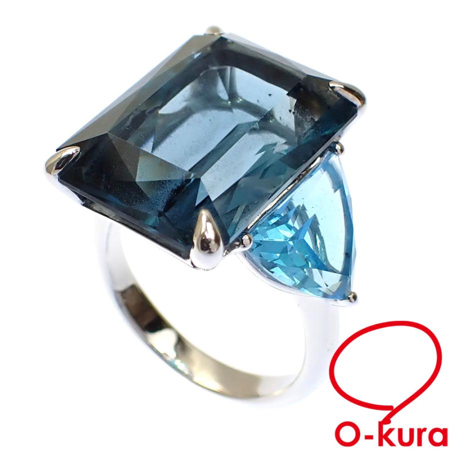 ブルートパーズ リング レディース K18WG 12号 22.63ct 9.9g 指輪 750 