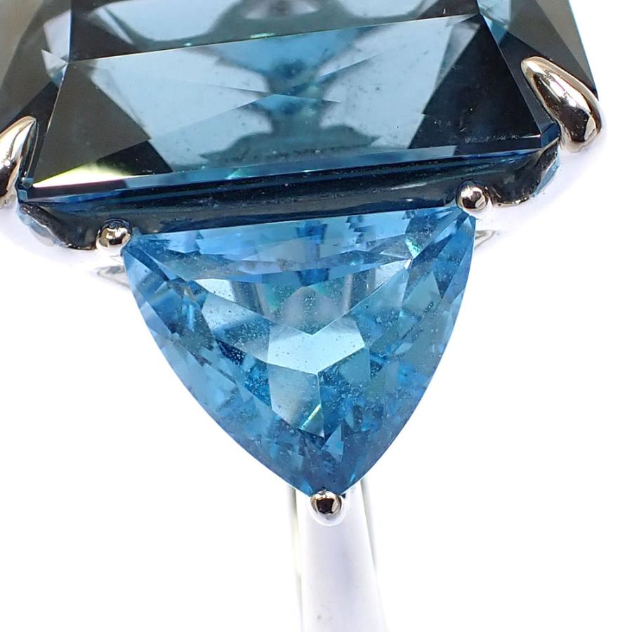 ブルートパーズ リング レディース K18WG 12号 22.63ct 9.9g 指輪 750 