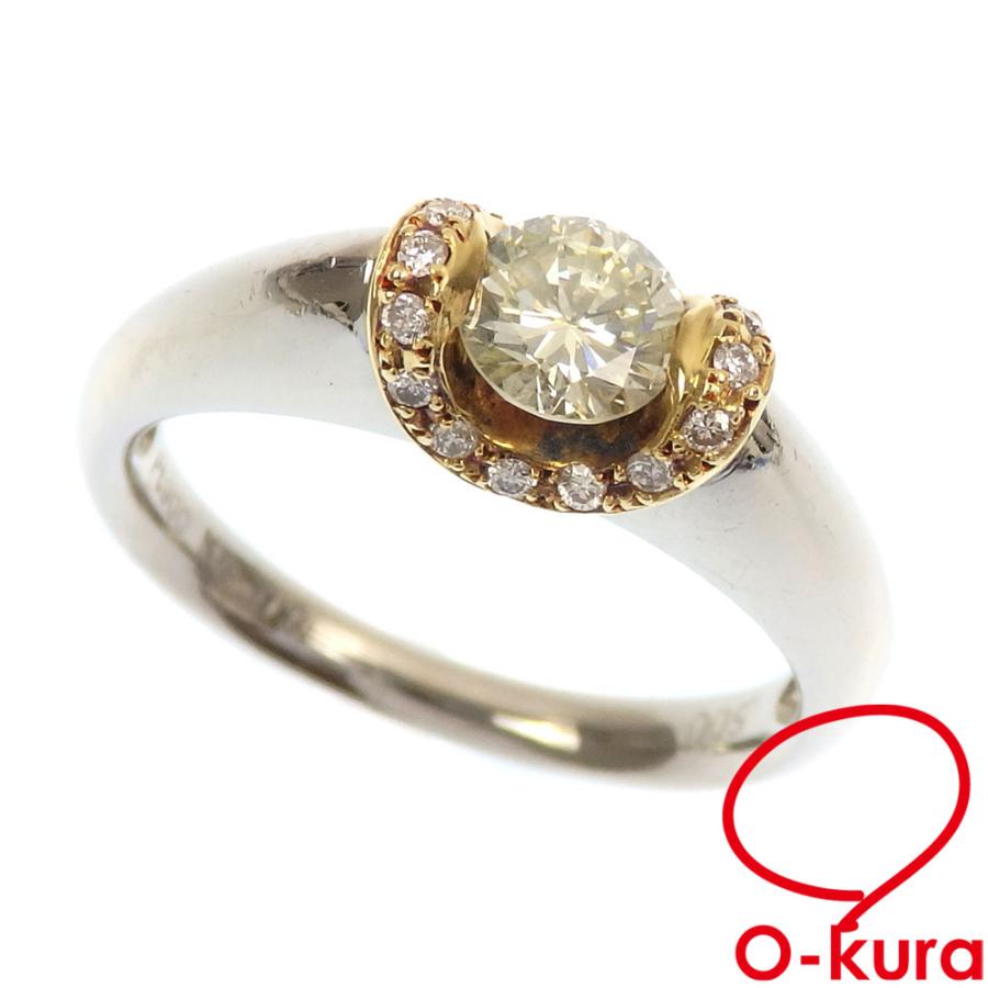 ダイヤモンド リング レディース Pt900 K18YG 12号 0.50ct/0.09ct 5.5g 