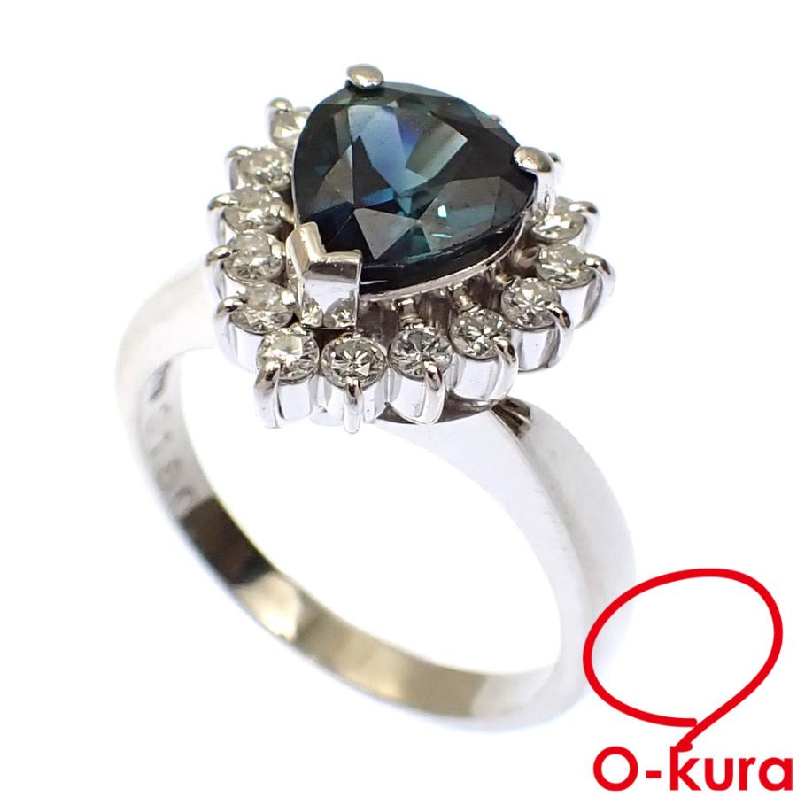 サファイア ダイヤモンド リング レディース Pt900 9号 1.80ct/0.32ct 