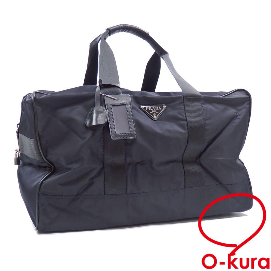 プラダボストンバッグレザーネイビー