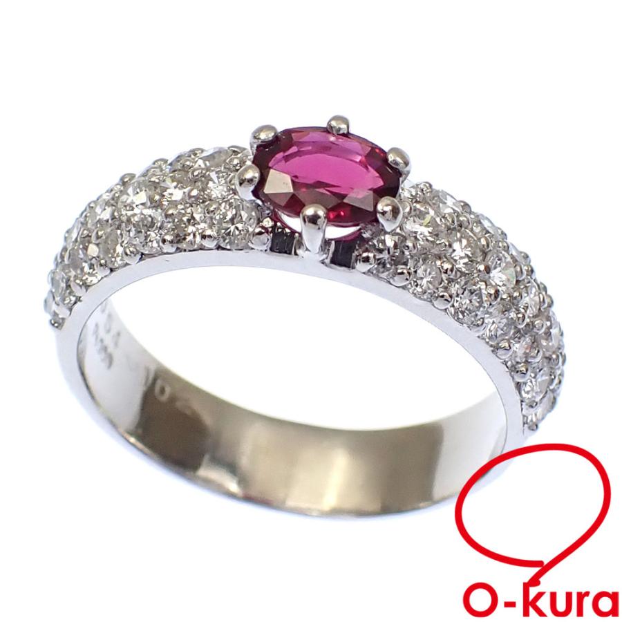 ルビー ダイヤモンド リング レディース Pt900 14号 0.54ct/1.02ct 5.7  