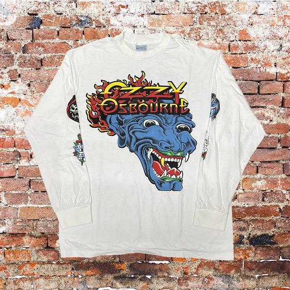Ozzy Osbourne オジーオズボーン 長袖 Tシャツ 般若 デビル ロンT 白