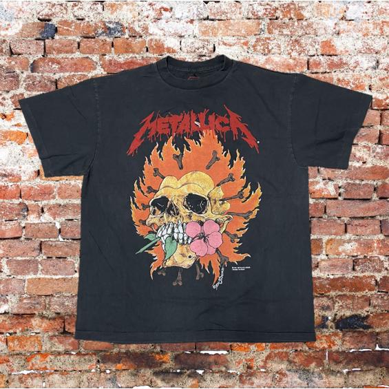 METALICA / メタリカ Tシャツ pushead Flaming Heart skull flower