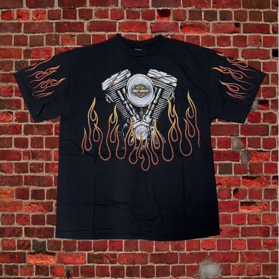 Harley-Davidson フレイム柄 半袖ジャケット M Harley-Davidson フレイム柄 半袖ジャケット M Harley-Davidson