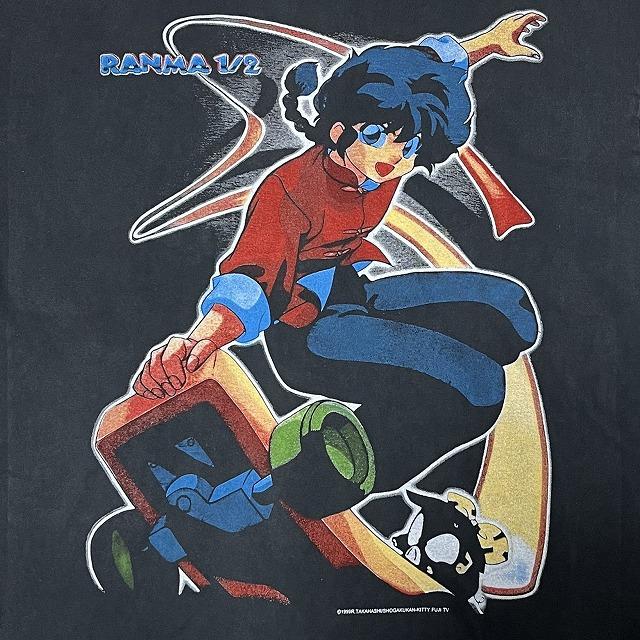90s らんま1/2 Tシャツ XL アニメ USA製 らんま1/2 Ranma 1/2 Tシャツ 1999 USA版 XL 黒 両面プリント｜映画T