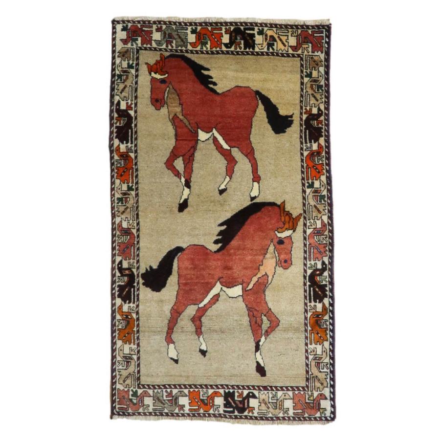 ギャッベ オールド カシュガイ 200×111cm イラン製 手織り ウール100
