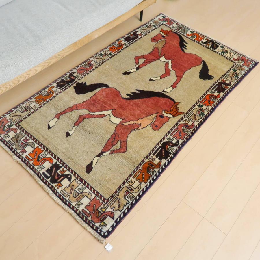 ギャッベ オールド カシュガイ 200×111cm イラン製 手織り ウール100