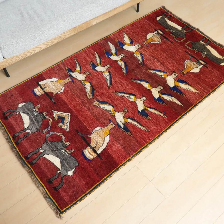 ギャッベ オールド カシュガイ 214×118cm 手織り イラン製 ウール100