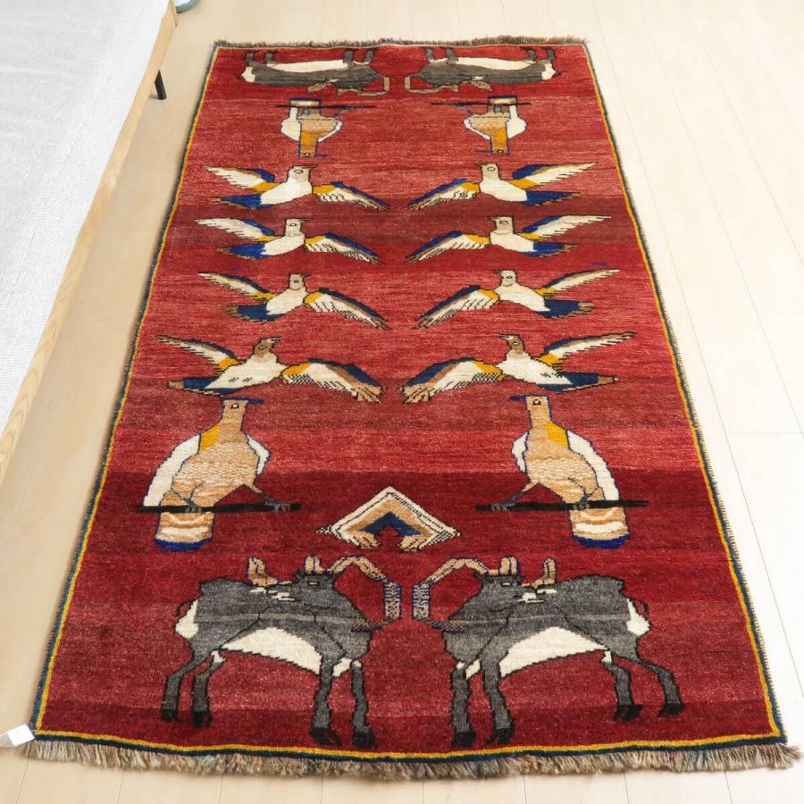 ギャッベ オールド カシュガイ 214×118cm 手織り イラン製 ギャッベ オールド カシュガイ 214×118cm 手織り イラン製