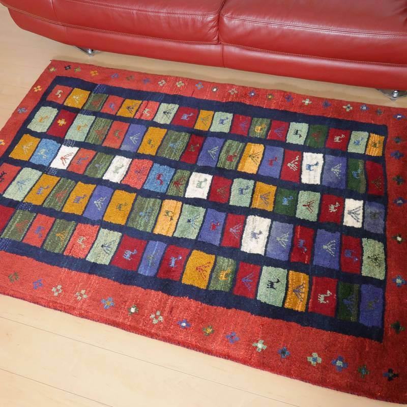 ギャッベ イラン産 183×120cm 手織り リビング ウール ラグ 天然素材