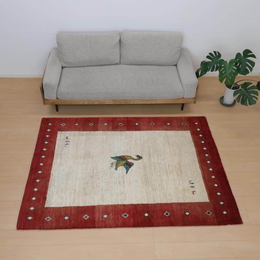ギャッベ／ラティーフ 208×152cm イラン産 手織り リビング ウール