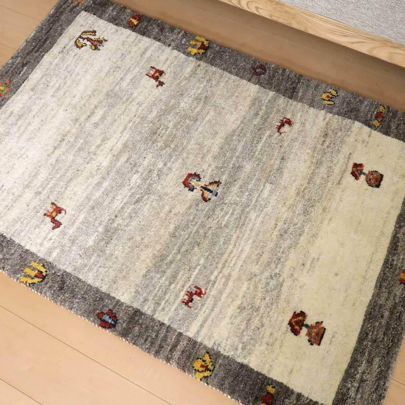 ウール製 手織り ギャッベ カーペット154×101cm iran製 ギャッベ イラン産 151×101cm 手織り アクセントラグ ウール ラグ 天然