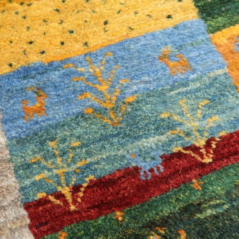 ウール製 手織り ギャッベ カーペット154×101cm iran製 ギャッベ イラン産 154×101cm 手織り アクセントラグ ウール ラグ 天然