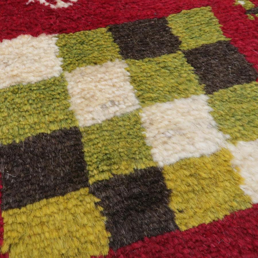 ギャッベ／ギャッベ 40×37cm イラン産 手織り リビング ウール ラグ