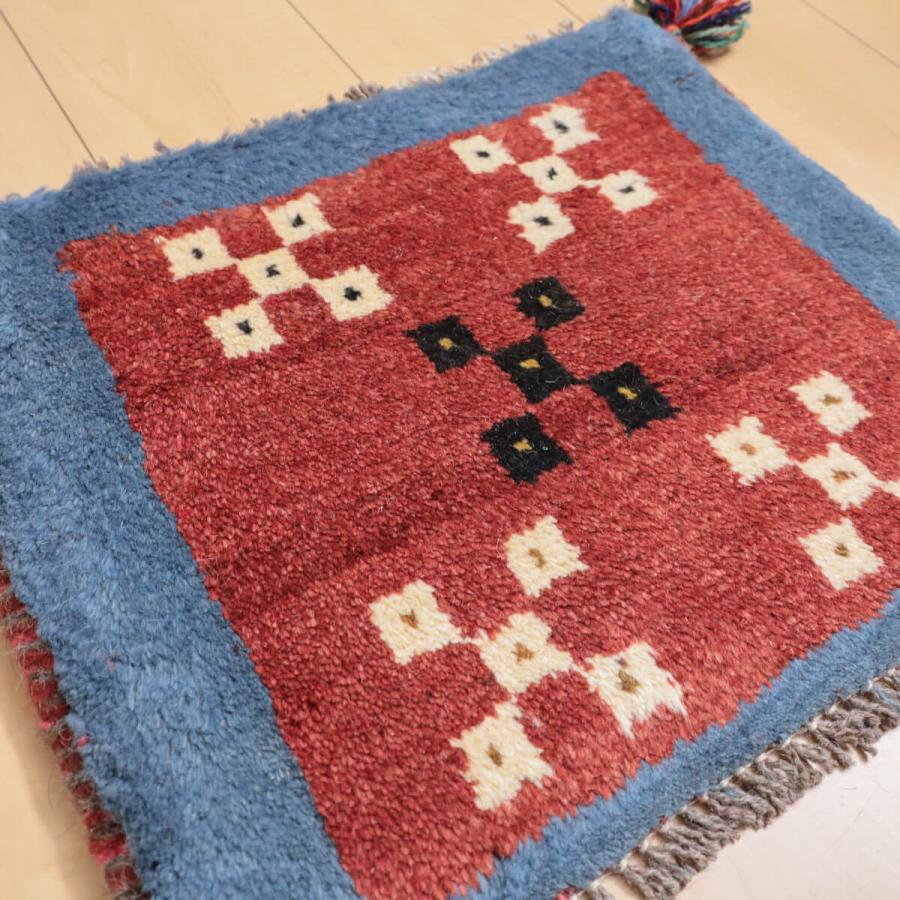 ギャッベ／ギャベ 36×42cm イラン産 手織り リビング ウール ラグ 