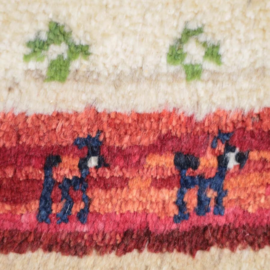 ギャッベ／ギャベ 37×40cm イラン産 手織り リビング ウール ラグ