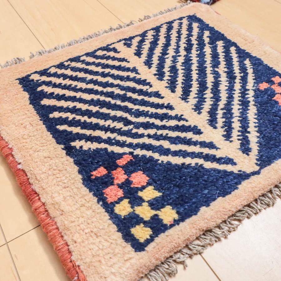 ギャッベ／ギャッベ 36×44cm イラン産 手織り リビング ウール ラグ