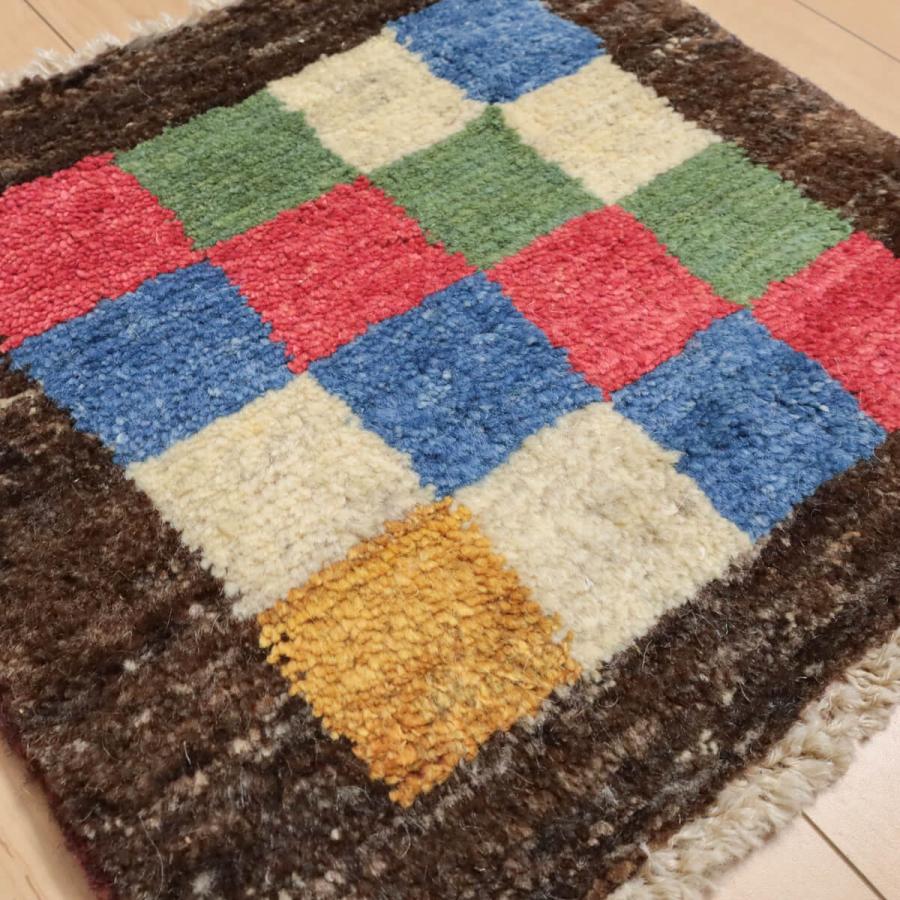 ギャッベ ラグ ミニサイズ 39×39cm カラフル 手織り ギャッベ（ギャベ