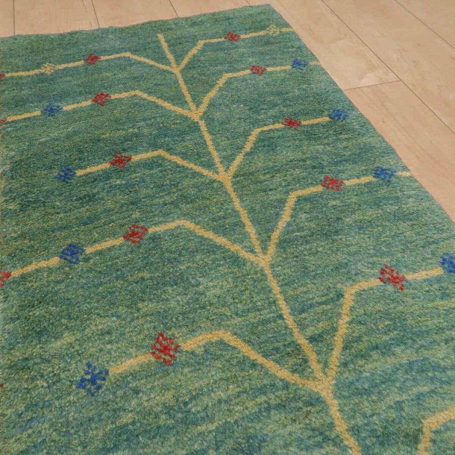 ギャッベ／ラティーフ 154×51cm イラン産 手織り リビング ウール ラグ