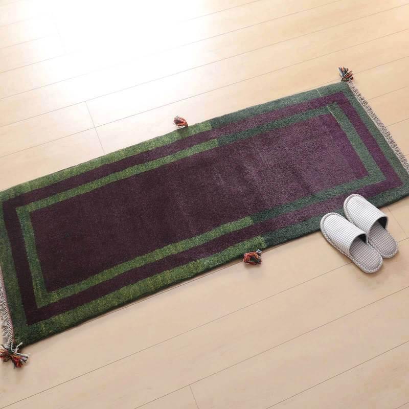 ギャッベ イラン産 細長 ランナーサイズ 150×60cm 手織り ラグ ウール