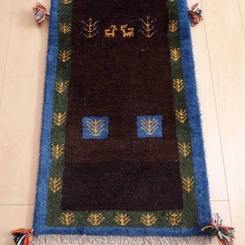 ギャッベ イラン産 細長 ランナーサイズ 143×52cm 手織り ラグ ウール