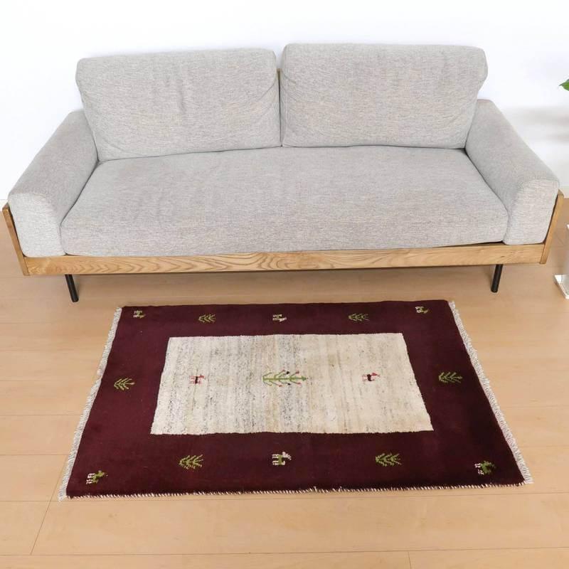 上質ギャッベ イラン産 絨毯 ／リーズバフ 121×83cm 手織り 玄関