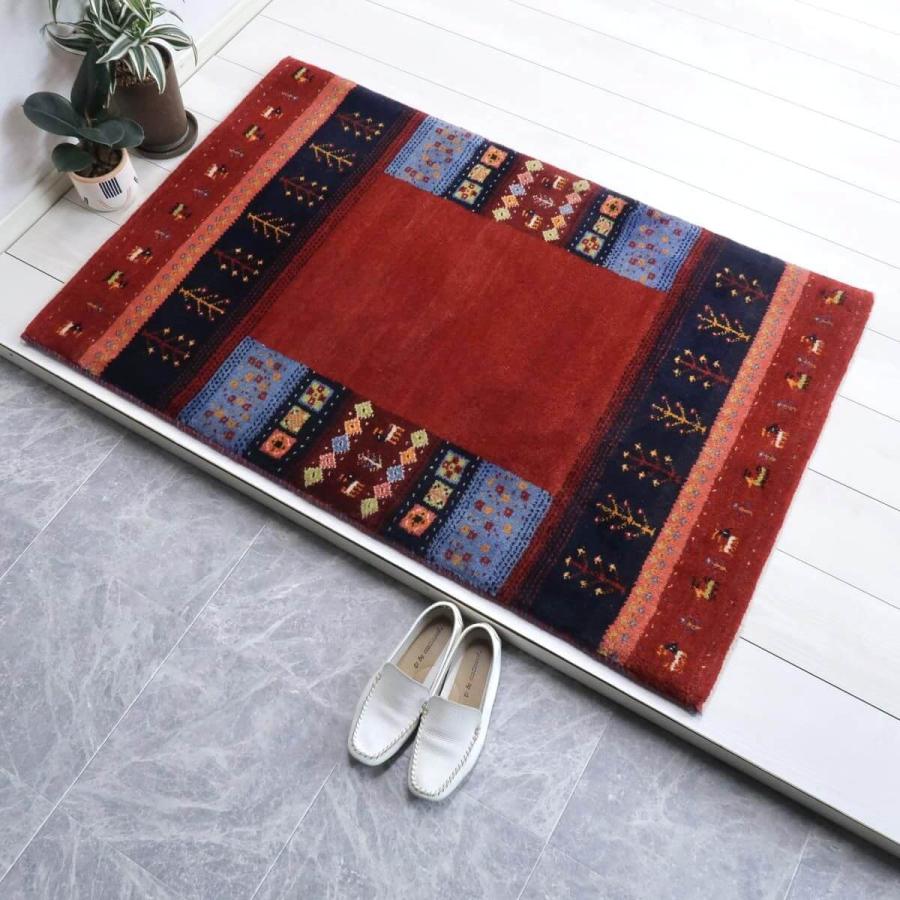 新品未使用 ギャッベ／カシュクリ 125×80cm イラン産 手織り リビング ウール ラグ