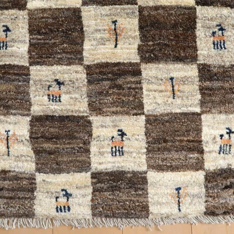 ギャッベ イラン産 絨毯/カシュクリ 87×63cm 手織り 玄関マット ギャッベ イラン産 絨毯/カシュクリ 87×63cm 手織り 玄関マット